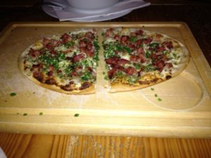 Flammkuchen with bacon and chives