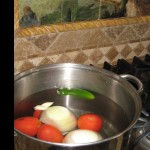 Preparing the broth 150x150 Chiles Rellenos:  Mrs. Z Writes About Her Love for Pasilla Chiles