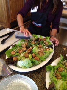 Chicken meatball lettuce wraps e1350686283630 225x300 Holiday Hors DOeuvres from Jenn Phillips, Gourmet Chef and Caterer