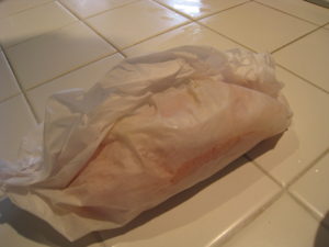 Salmon wrapped in parchment paper